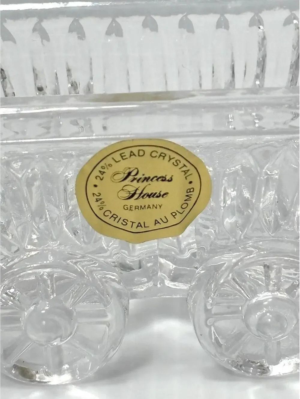 Princess House 24% Lead Crystal Cart Wagon Figurine Candy Dish Germany